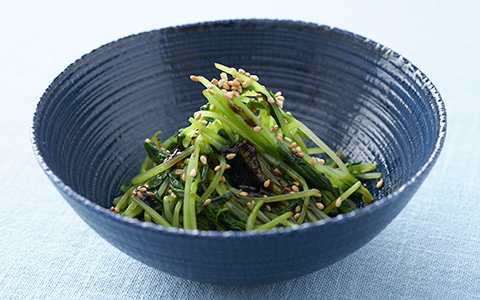 豆苗の海苔佃煮あえ