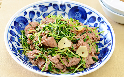 牛肉と豆苗の炒め煮