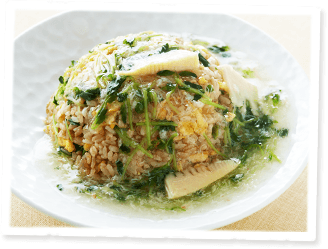 豆苗とかにのあんかけ炒飯